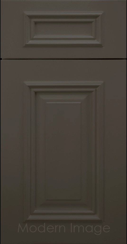 Heritage custom cabinets in a Urbane Bronze finish with classic raised panel doors and modern flat slab drawers.